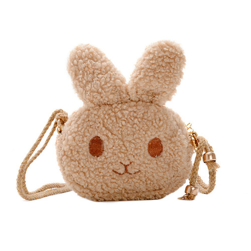 Autumn and Winter Plush Bunny Children's Crossbody Bag Cute Girls Shoulder Bag Lambswool Toddler Coin Purse