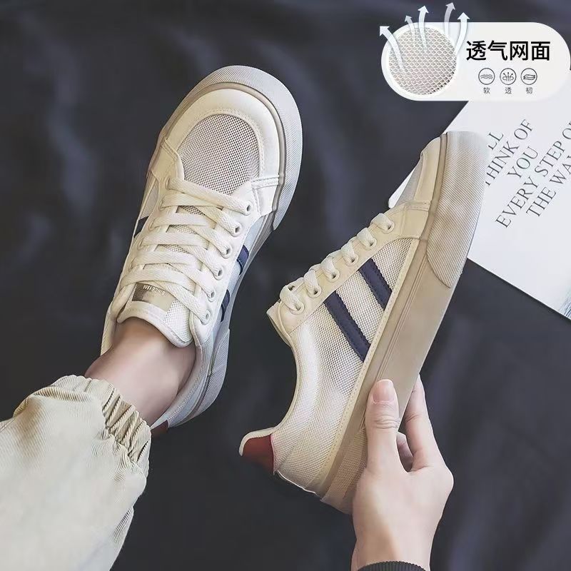 Mesh transpirable 2026 primavera y verano zapatos de skate vintage casuales coreanos con suela gruesa zapatos deportivos de tela de vuelo zapatos casuales