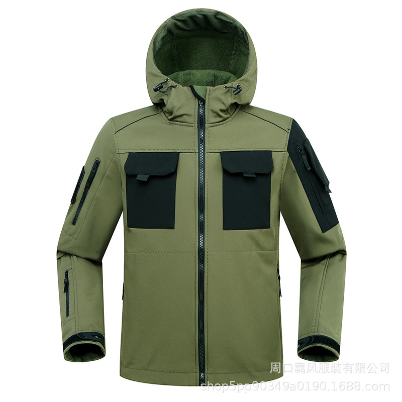 European-size Beetle Spring and Autumn Slim-fit Soft Shell Tactical Cycling Short Jacket Fleece Stretch Jacket Outdoor Cover Waterproof