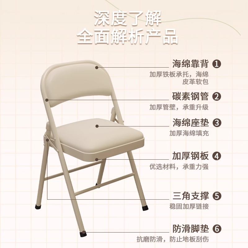 Silla plegable para dormitorio de estudiantes Silla de computadora de aprendizaje para niñas Silla de respaldo para el hogar Silla de conferencia de capacitación simple Silla de oficina