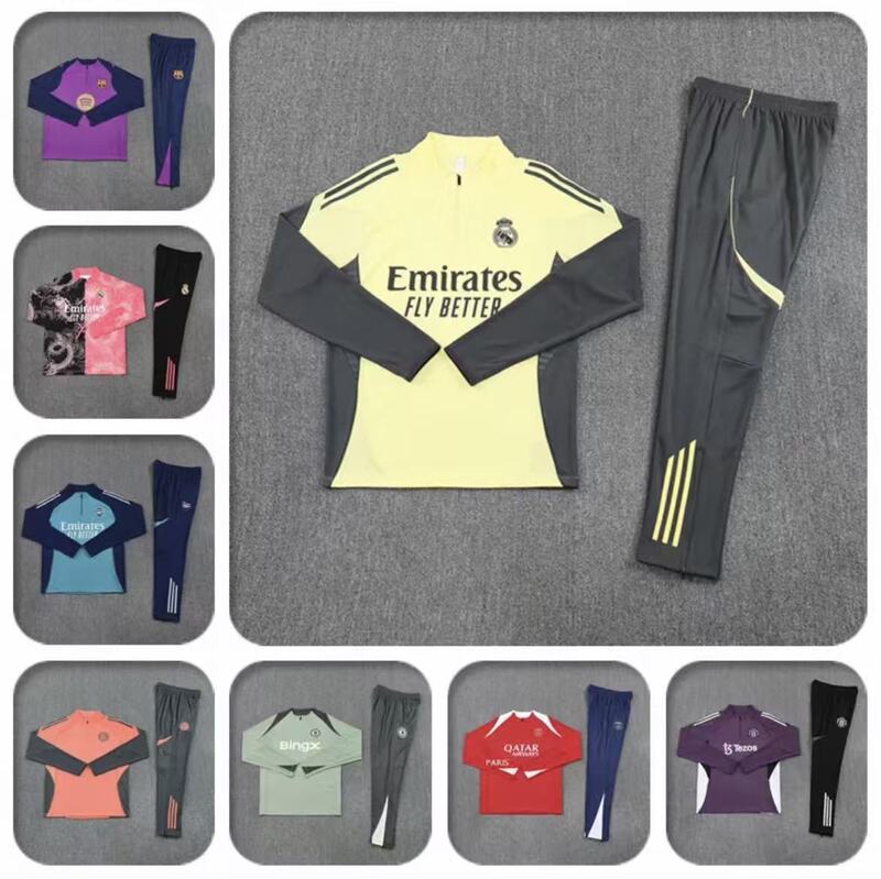 Wholesale Barcelona Arsenal Ajax Real Madrid Paris Chelsea Winter Half-Zip Long-Sleeve Training Suit Set