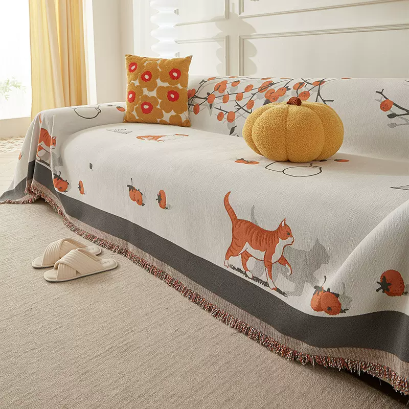 柿柿如意雪尼尔沙发盖布四季通用沙发套罩毯全包一整张全盖沙发巾