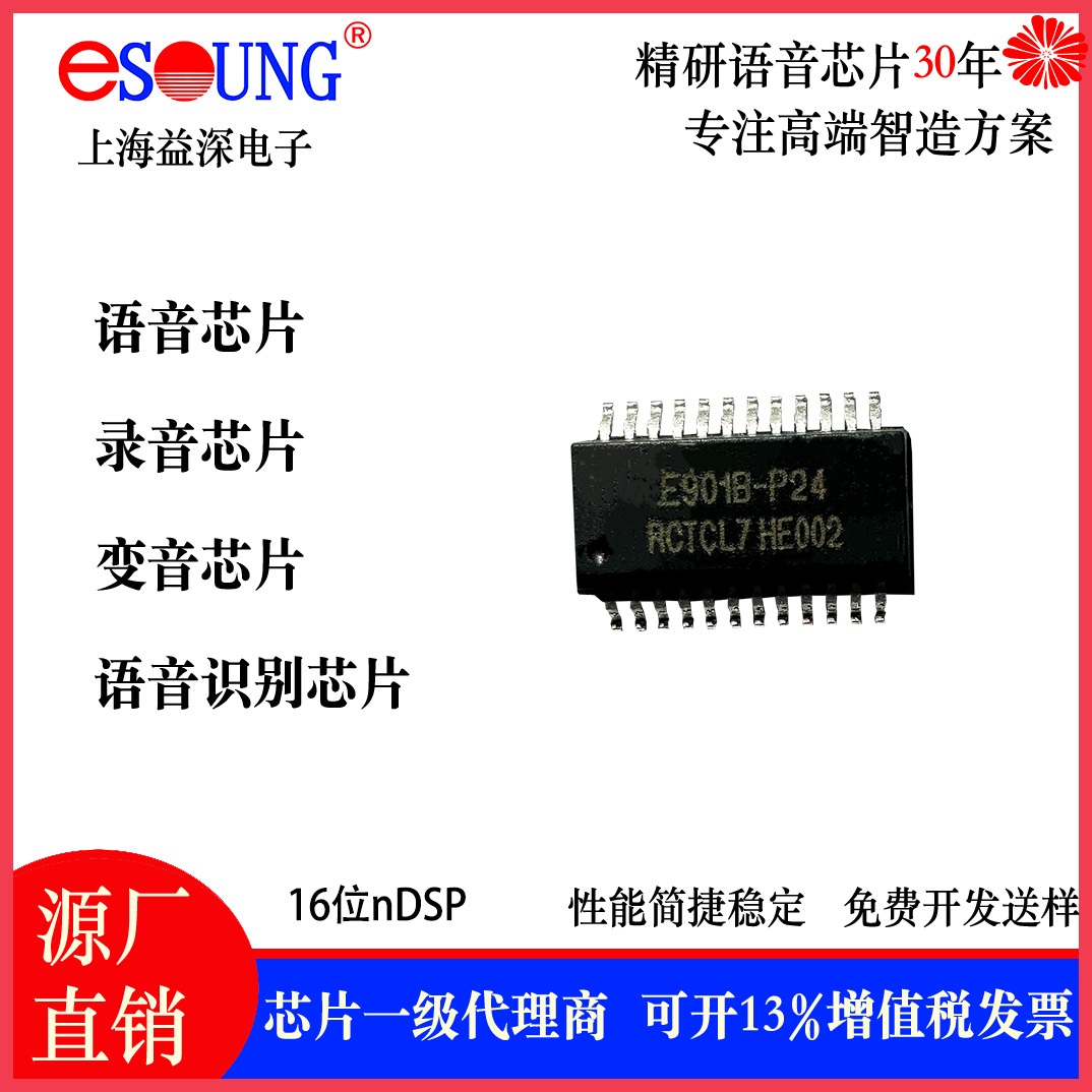 超声波遥控解码芯片 E901A-P24 高性能nDSP 原厂直销 ES-0901