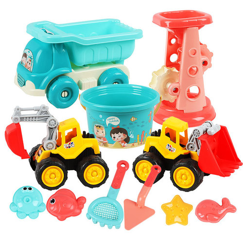Children's sand play set, beach bucket, seashore bucket, sand collection, digging sand, digging tools, hourglass, sand pool, tool bucket