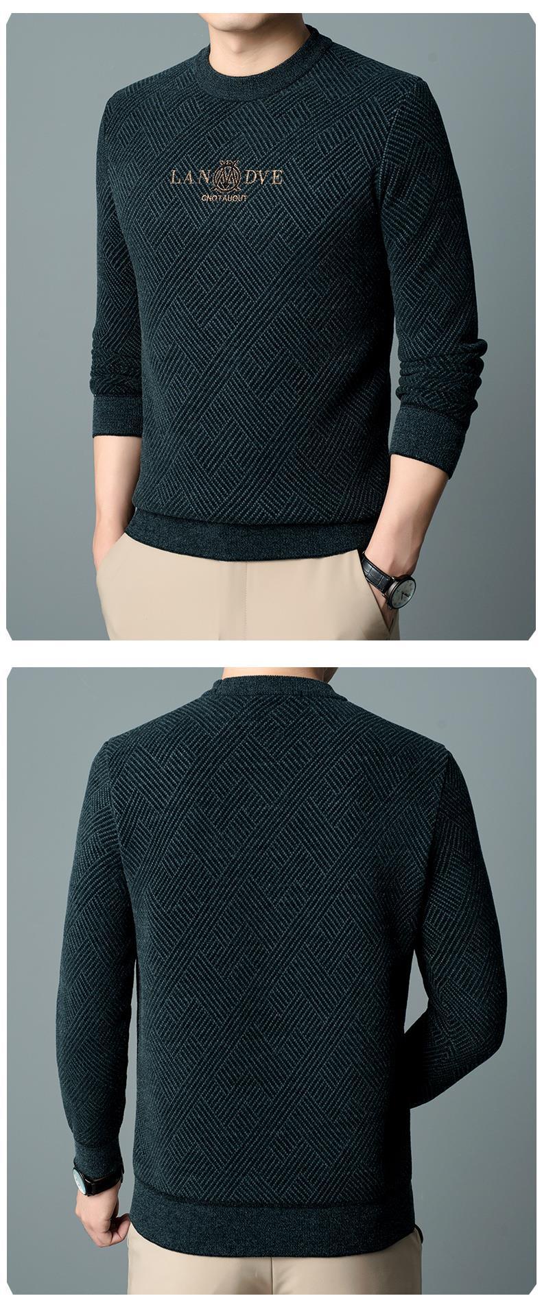 Pull homme brodée en chenille pour l'automne et l'hiver_voghion.com