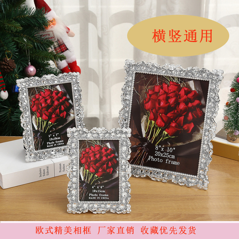 European-style photo frame handmade diamond-embedded desktop decoration photo frame horizontal and vertical universal one-piece delivery