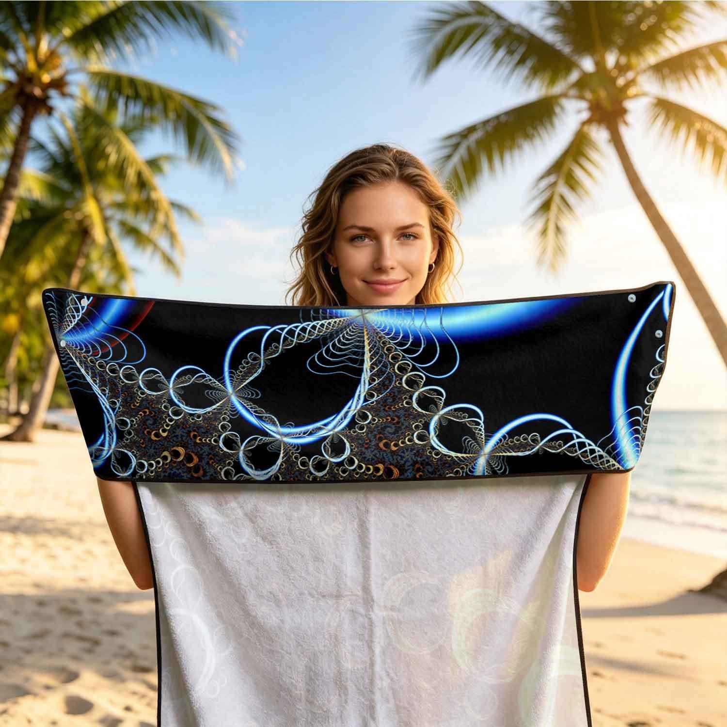 Geometric Bath Towel Car Seat Cover 2-in-1 Microfiber Outdoor Beach Car Dual-Use Universal Seat Cushion