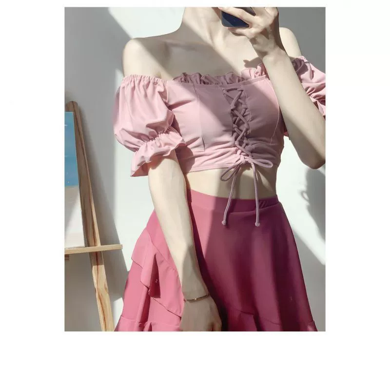 Split swimwear for students, 2023 collection, with short sleeve