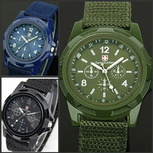 Foreign Trade Fashion Woven Strap Sports Military Watch Swiss Gemius Swiss Watch Sea, Land and Air Army Watch Wholesale
