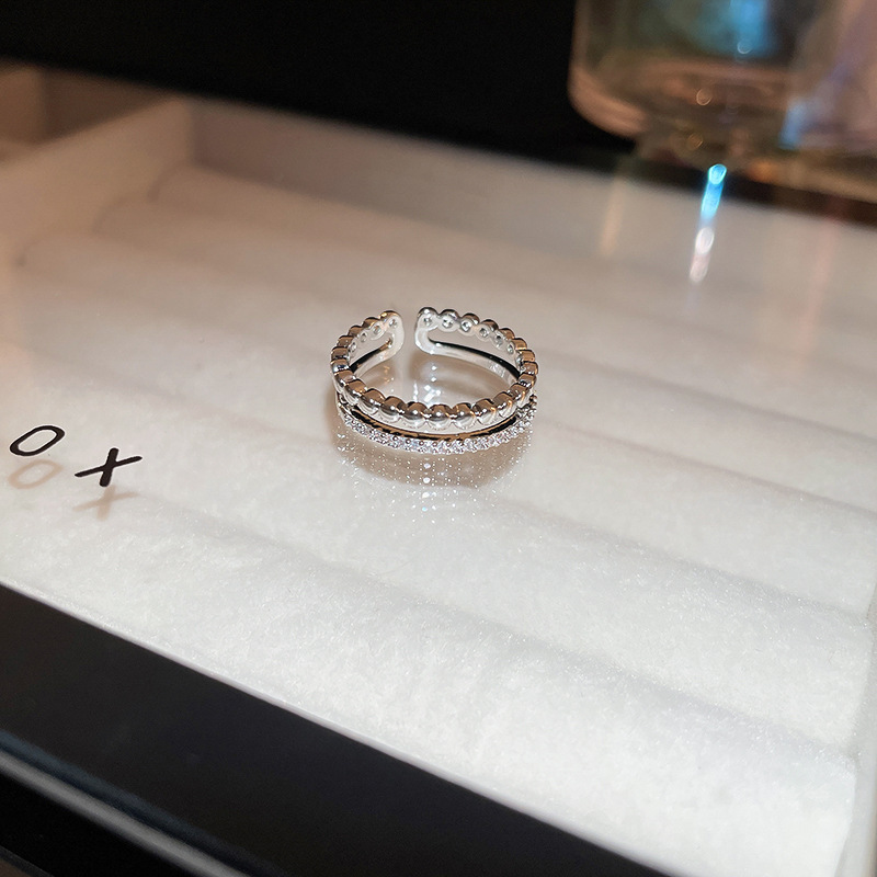 Anillo de dedo índice de estilo lindo de moda pulsera de estilo creativo para mujer diseño de nicho de anillo geométrico de perlas de dibujos animados lindo