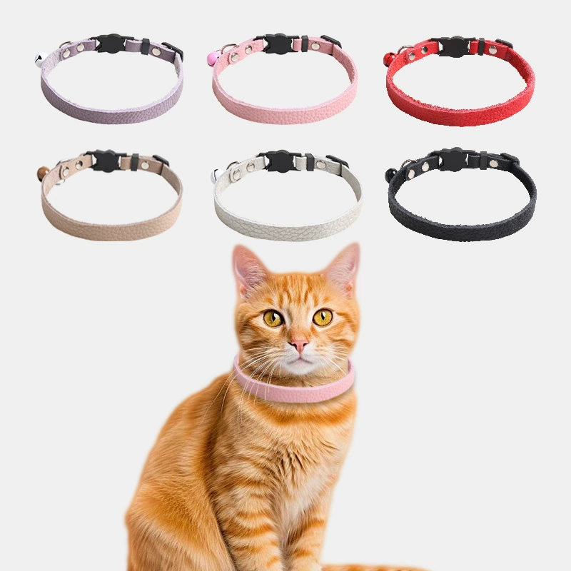 Aminger новый ошейник для домашних животных кожаный миндальный кошачий ошейник цветной колокольчик ошейник для котенка