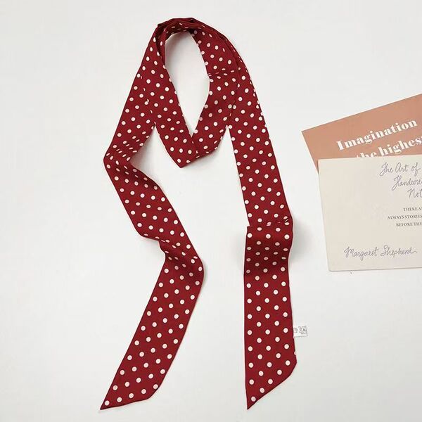 1.4米复古波点丝巾长条新款领巾百搭时尚高级发带飘带装饰丝带