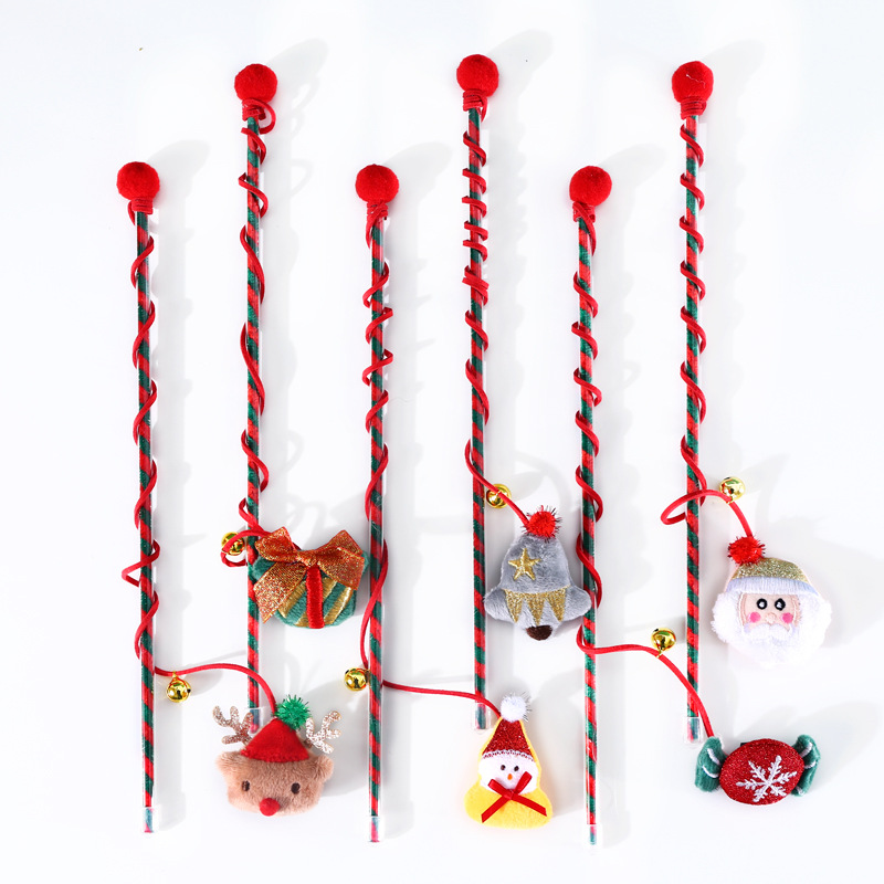 Gato mascota interactivo árbol de Navidad ancianos caramelo muñeco de nieve divertido gato palo campana felpa tela Comercio Exterior Juguetes de entrenamiento