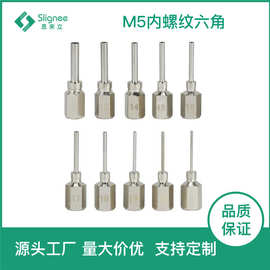 不锈钢六角M5内螺纹针头焊锡机用针头内螺牙针咀美缝电镀吹气针头