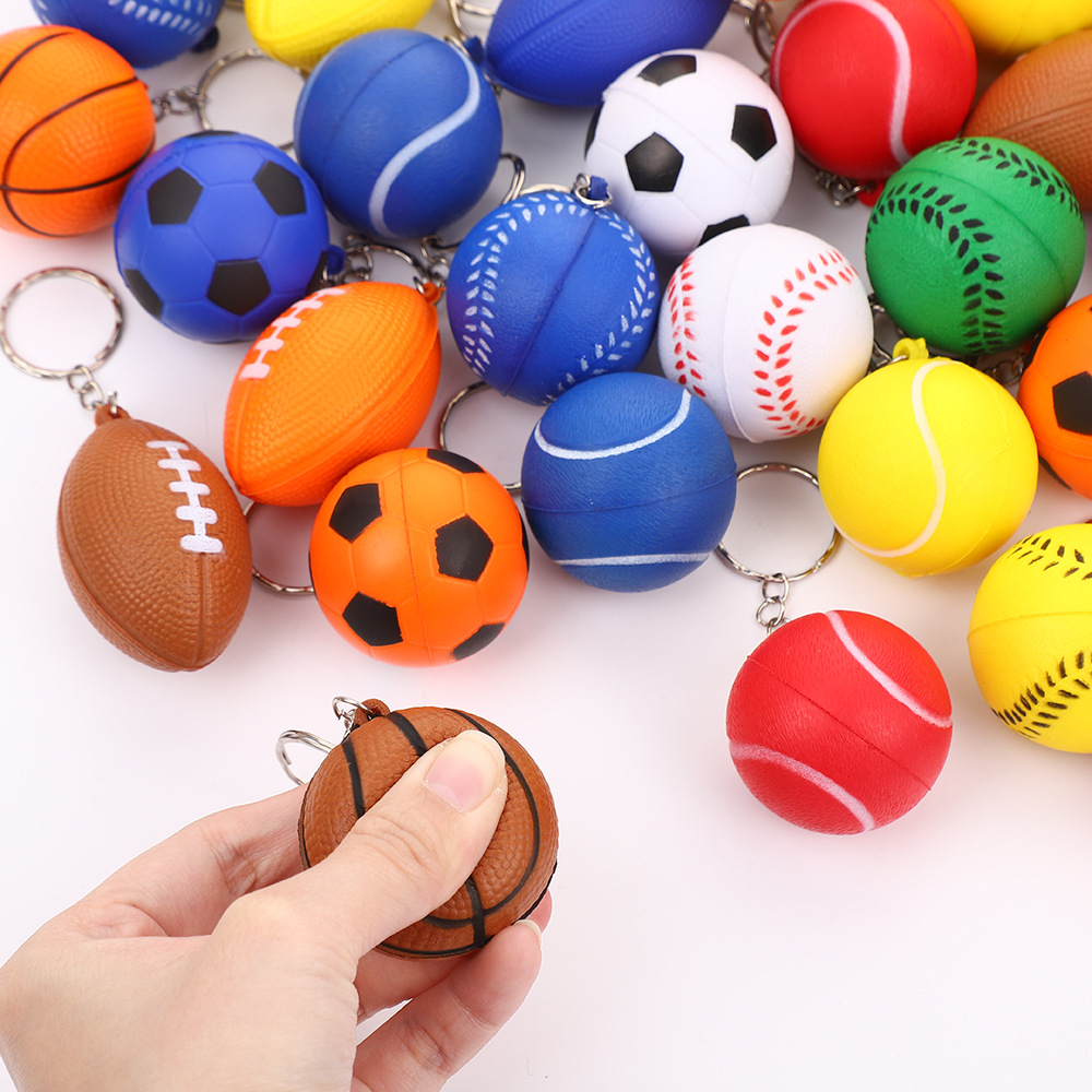 Pu Sponge Decompression Ball Basketball Pendant Creative Decompression Keychain Kidsren's Backpack Pendant Activity Reward Small Gift