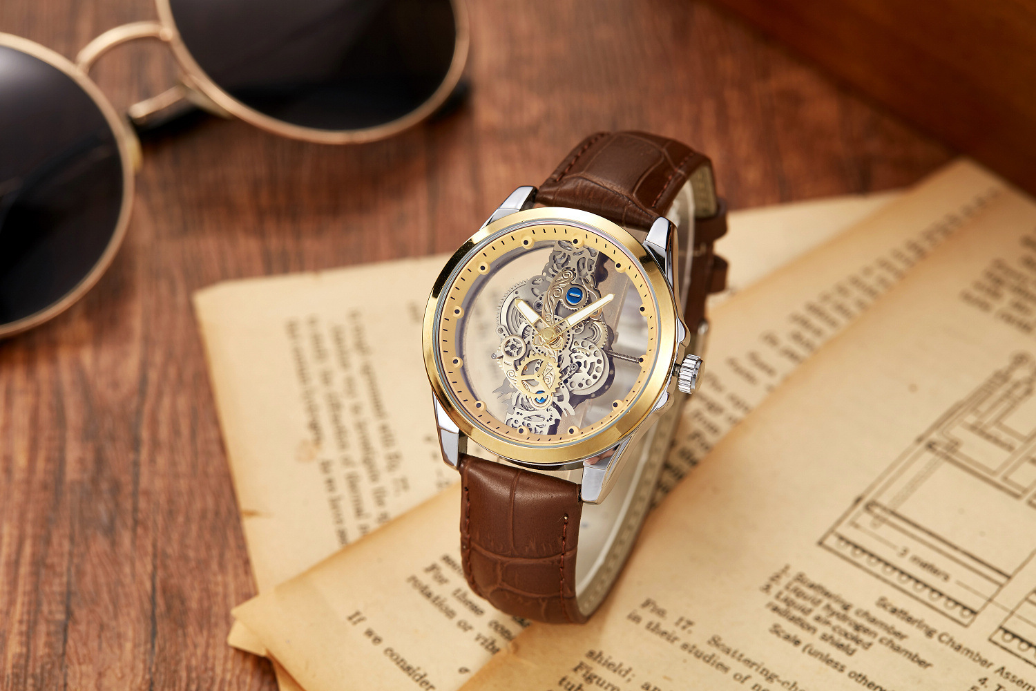 Automatic Mechanical Watch For Men Double Sided Skeleton Design_voghion.com