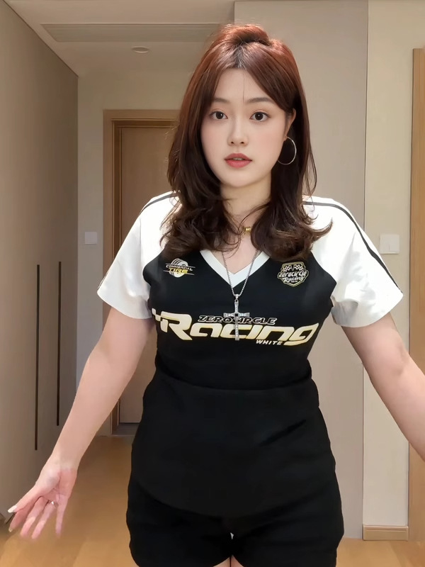 アメリカンスタイルの右肩プリント半袖Tシャツ、夏のホットガール向け、スリムショートデザイン、スリムコントラストカラートップイン|undefined