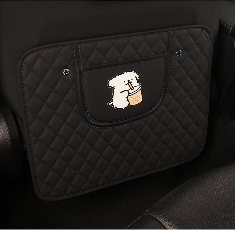 Simple cartoon car seat back anti-kick cushion car seat back anti-pollution cushion belt storage belt back pocket suspension type