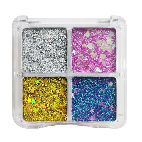 Four-color sequined eye shadow, super sparkling children's stage makeup and performance special makeup, glittering gel glitter eye makeup patch