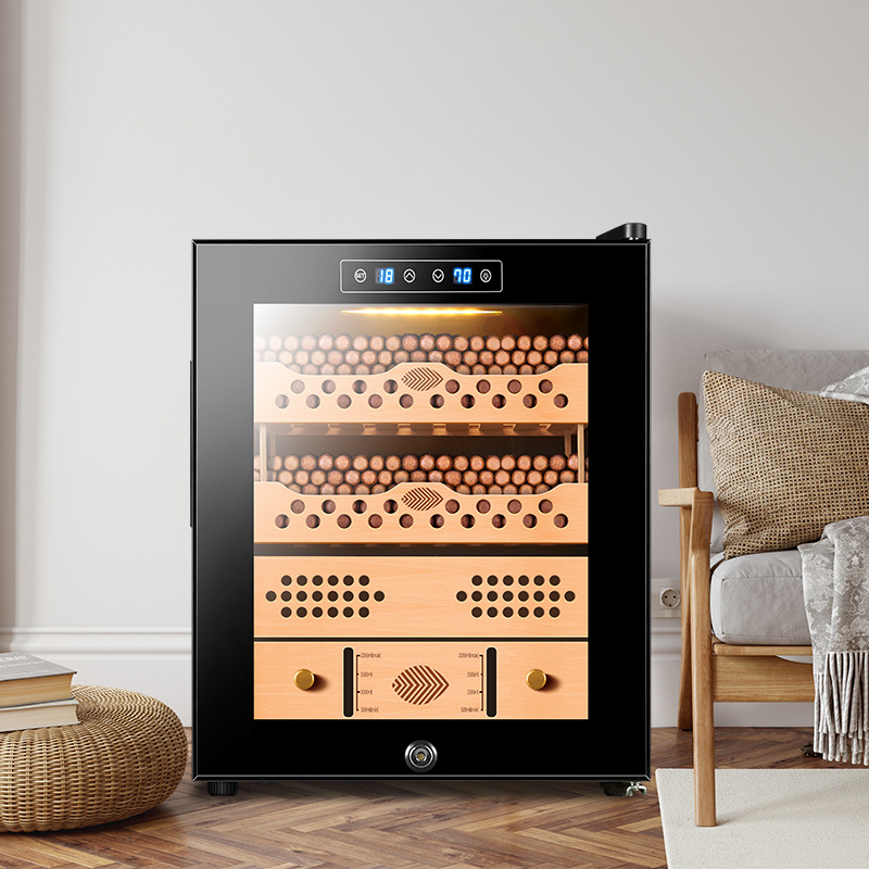 Cedarwood Shelf Smart Mini Compressor Humidifier Cigar Cabinet with Temperature and Humidity Control