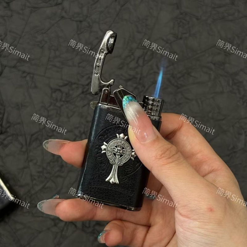 【简界品牌正品原创】克罗之心高级轻奢皮纹直冲打火机充气送男友|undefined
