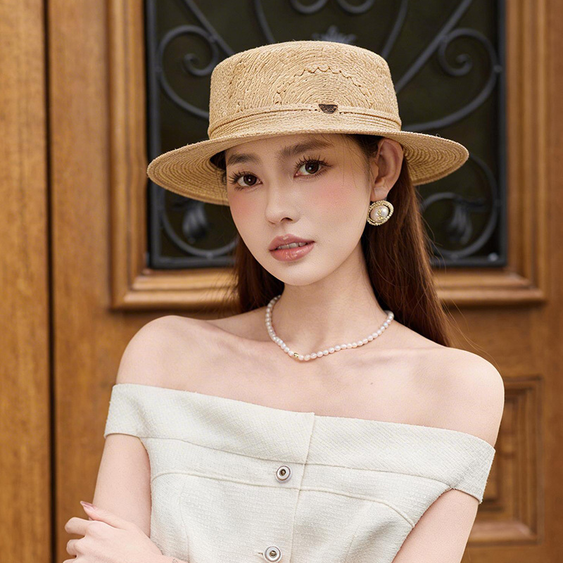 Mũ rơm nữ vành rộng phong cách Pháp Old Money, đỉnh phẳng rỗng, che nắng đi biển — Màu sắc