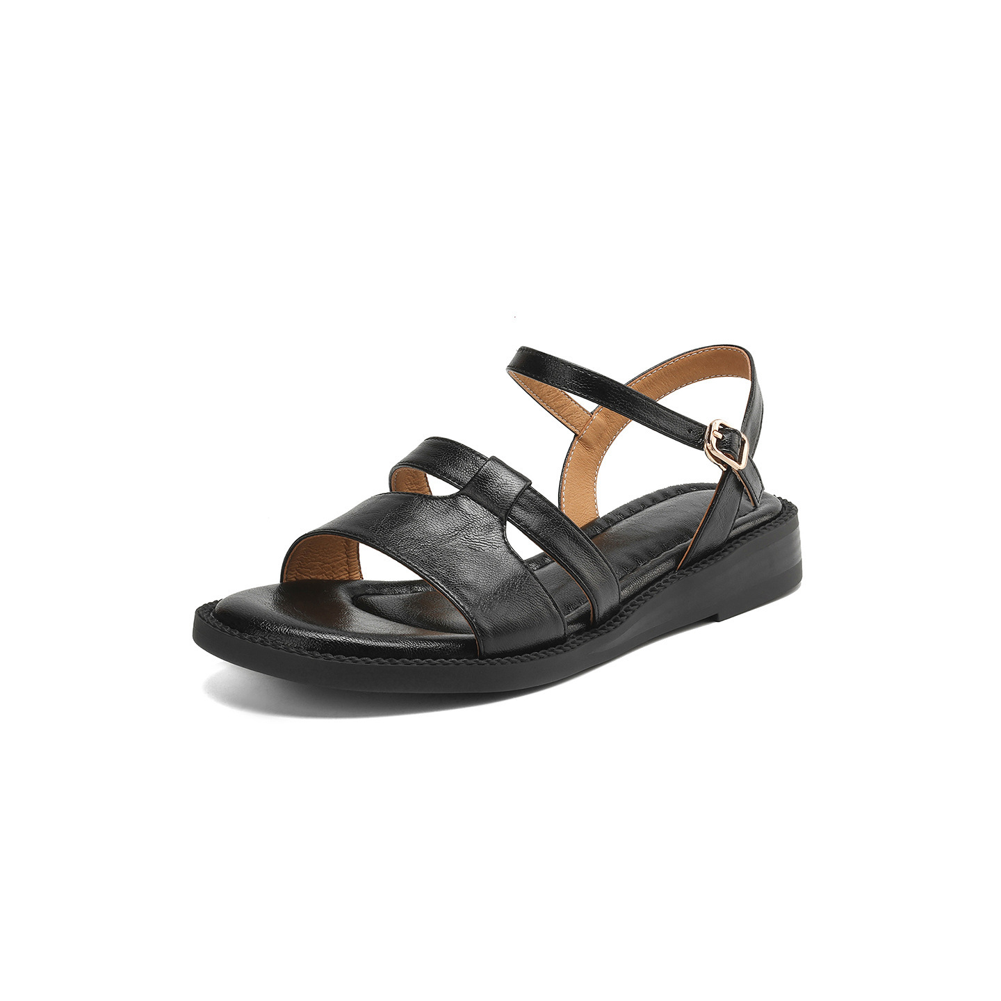 Dép sandal nữ quai chữ V đế bệt hở mũi, phong cách đi biển mùa hè — màu nâu chi tiết 29