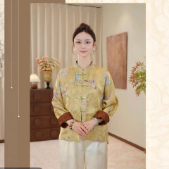 双面双穿2025新款中式国风盘扣新款女装香云纱提花外套复古短款外