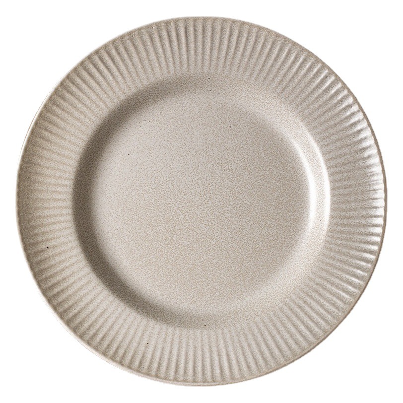 Plato retro de gran tamaño, plato de cerámica para el hogar de alta gama, plato de carne, plato de vajilla, plato de desayuno redondo, plato occidental