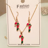 Christmas earrings for elderly, pendant, necklace, chain, cartoon set, accessory, European style