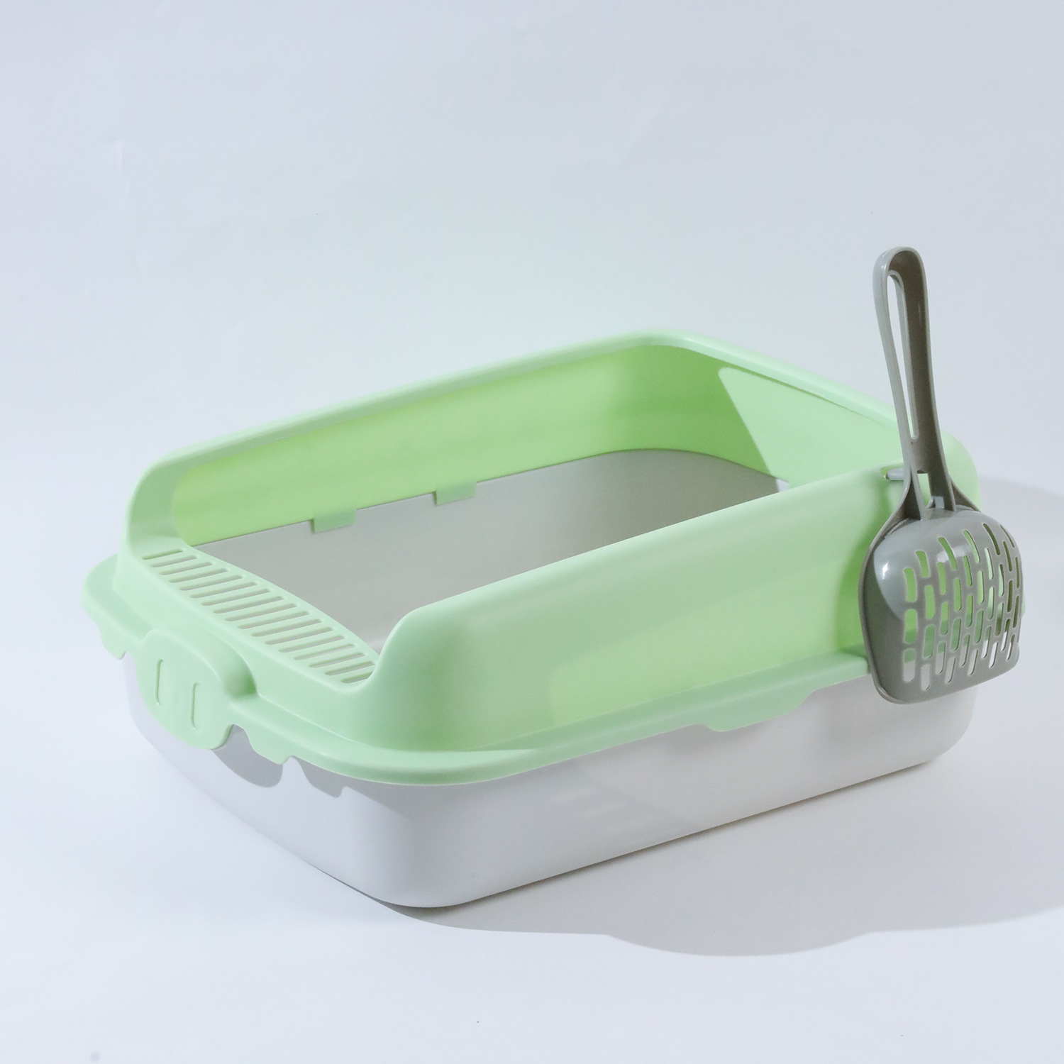 Lavabo de arena para gatos, inodoro para gatos semicerrado de gran tamaño, cerca alta, palangana de heces para gatos, palangana de arena para gatos, suministros para mascotas para gatos