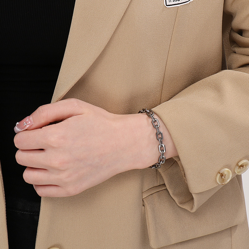 Hip-Hop Vintage Style Geometric 304 Stainless Steel Plating Men's Bracelets Necklace Men Necklace Sets display picture 14