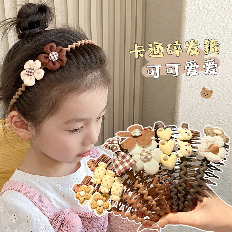 儿童咖色可爱花朵发箍碎发发捆头饰小女孩带齿防滑头箍不勒头发卡|undefined