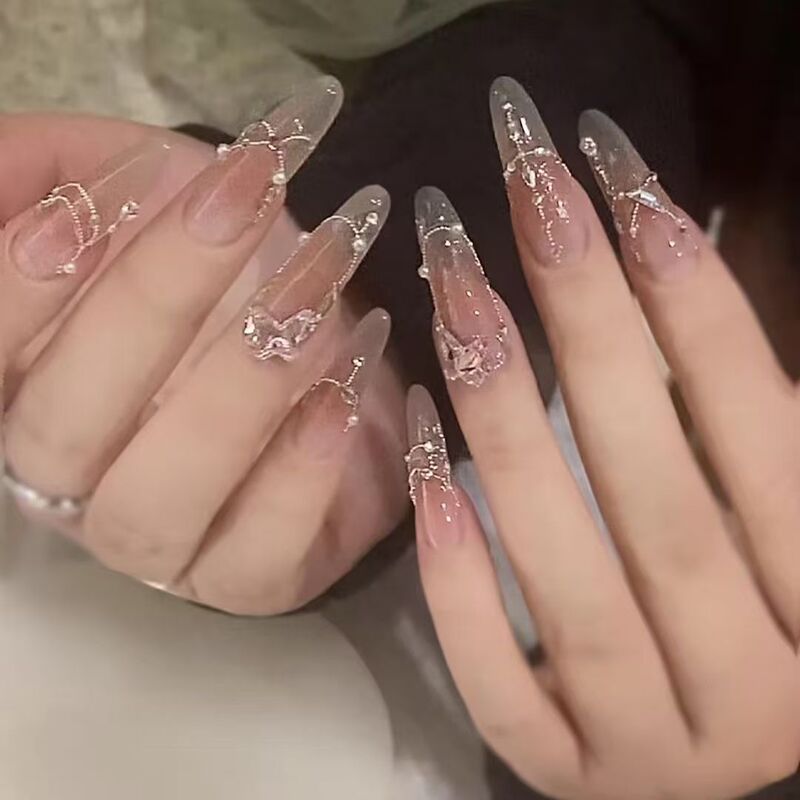 Divine Girl Handmade Wearable Nail Pieces Short Ladder Gradient Nail Pieces Wholesale Finished Products Removable Divine Girl Handmade Wearable Nail Pieces Short Ladder Gradient Nail Pieces Wholesale Finished Products Removable