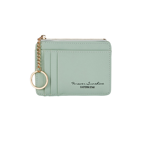 Cross-border solid color multi-card slot card holder Korean style zipper women's coin purse mini keychain small wallet bag