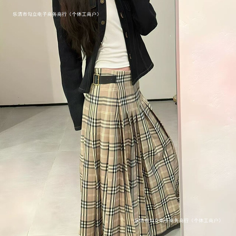 早秋韩系氛围感穿搭套装女秋季2025新款牛仔外套格子半身裙一整套|undefined