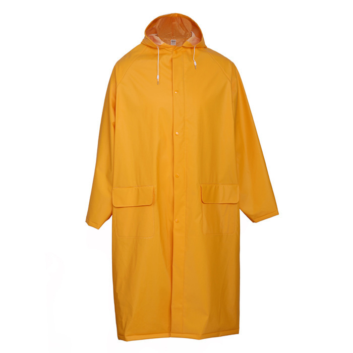 Extended One-Piece Labor Protection Raincoat Custom-Made Patch Leather Rubberized Raincoat Factory Long Zipper Waterproof Hooded Raincoat