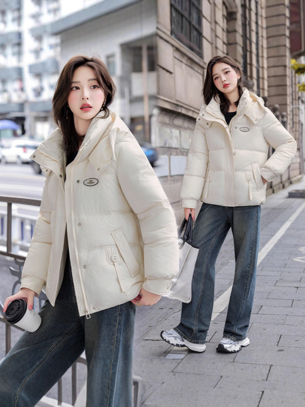 2025冬季新款韩版棉衣时尚百搭连帽面包服洋气简约棉袄棉服女外套|undefined