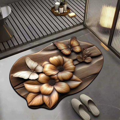 Floor Mat Home Bathroom Non-Slip Avtomobil döşəmə paspasları - flower-6-4060cm-diatom-mud