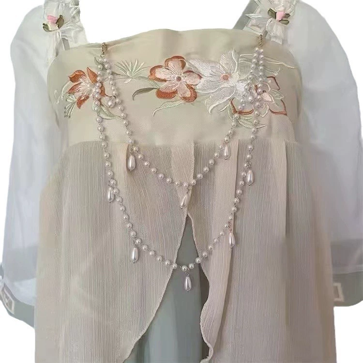Древний стиль прессованный Hanfu поясной цепь висит украшение Hanfu запретный шаг перед прессованный жемчужный длинный кисточки украшения западного стиля аксессуары