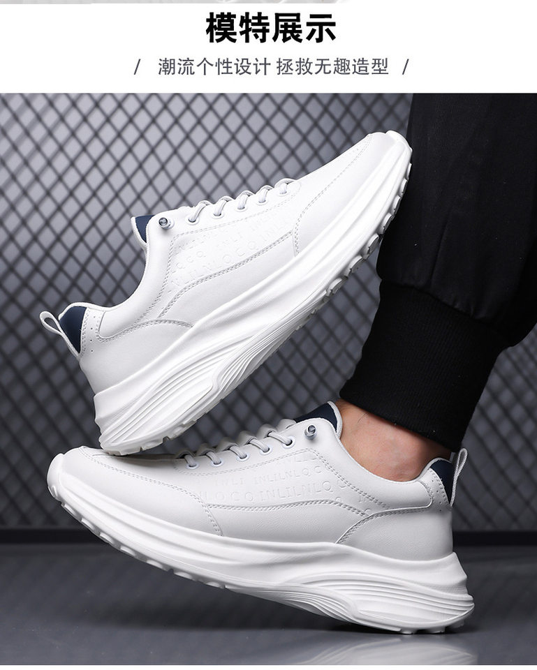 Giày thể thao nam da lộn nhẹ đế mềm phong cách casual, gót 3–5 cm — H6609 màu trắng, H6609 màu đen chi tiết 15
