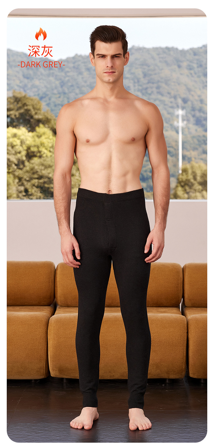 Quần cashmere nam cao cấp lưng cao giữ nhiệt mùa đông — người đàn ông màu xám đen chi tiết 15