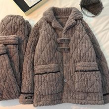 【包邮】睡衣男士冬季加厚加绒珊瑚绒三层夹棉袄男式保暖可外穿家