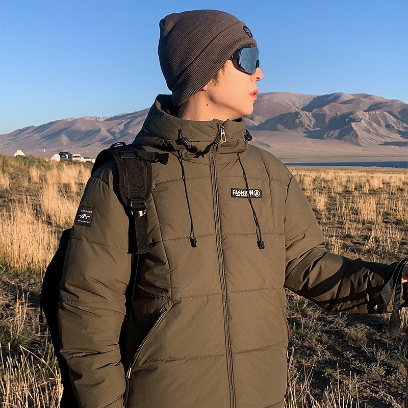 Hombres y mujeres parejas encapuchadas cortas chaqueta de algodón de pluma nueva moda de invierno calentamiento al aire libre deportivo grueso chaqueta de algodón