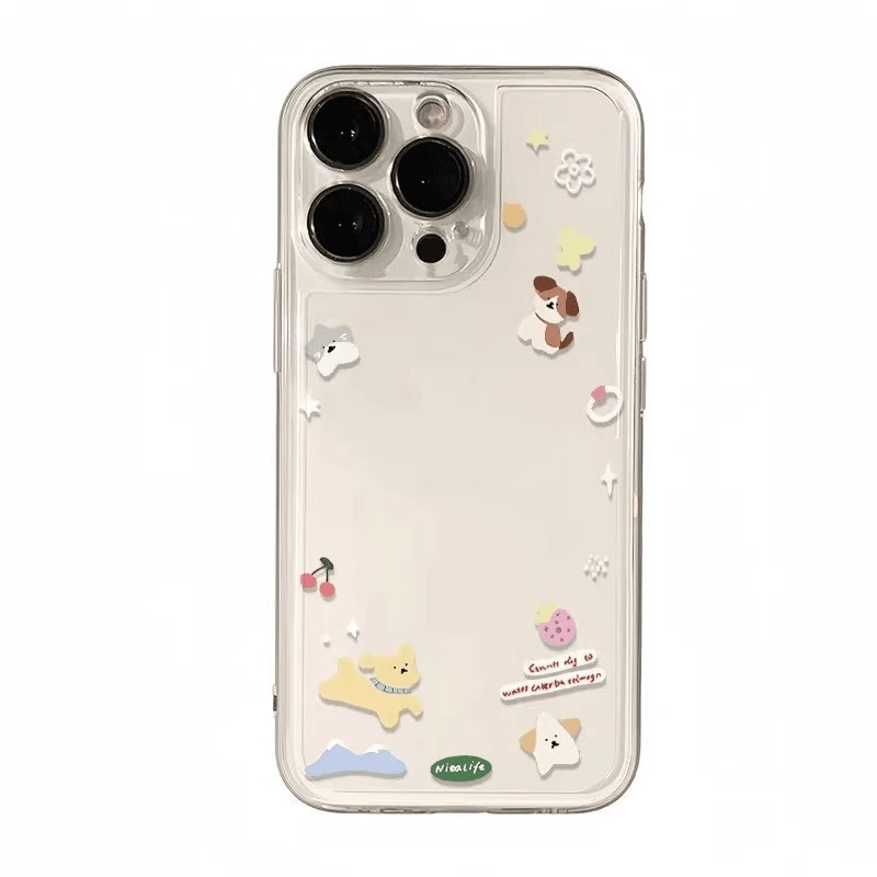 花と草の子犬 Xiaomi 15 携帯電話ケース CIVI3 シンプルな Redmi NOTE14 スペース透明 K70E12C|undefined