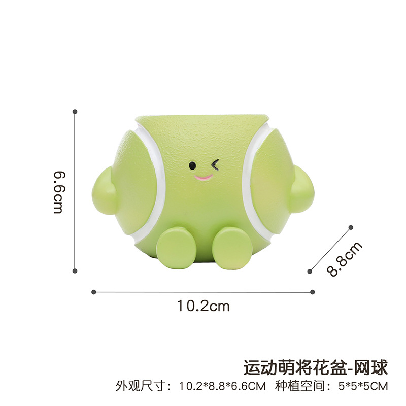 Chậu cây hình cầu lông mặt cười resin, chậu mọng nước mini, trang trí sân vườn (RG-36)