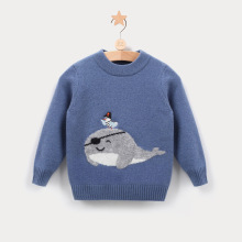 数羊羊一件代发 儿童羊绒毛衣卡通鲸鱼圆领加厚男童羊绒衫童毛衣