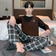 莫代尔睡衣男式大码春秋季宽松220斤胖子4XL套头可外穿家居服套装