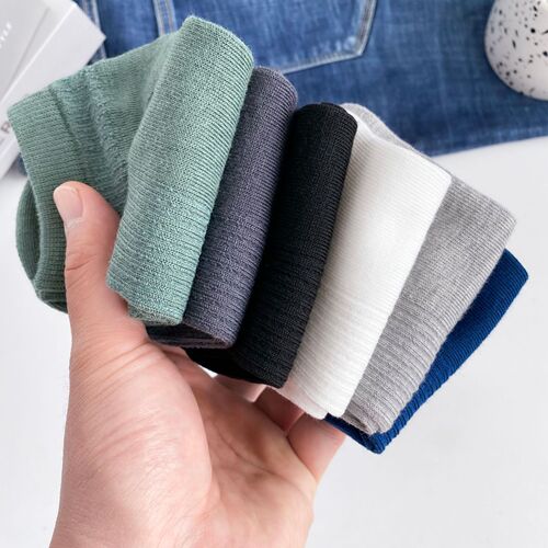 Socks men's short socks spring and summer white socks Japanese ins trendy breathable student sports boat socks men's solid color men's socks