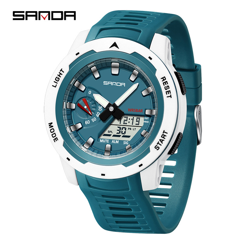 SANDA SANDA 3360 reloj de estudiantes moda multifuncional reloj deportivo al aire libre impermeable reloj electrónico de luz nocturna